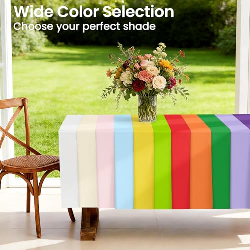 Orange Disposable Plastic Tablecloth for 6ft Tables - 54 x 108 Inches, 4 Pack