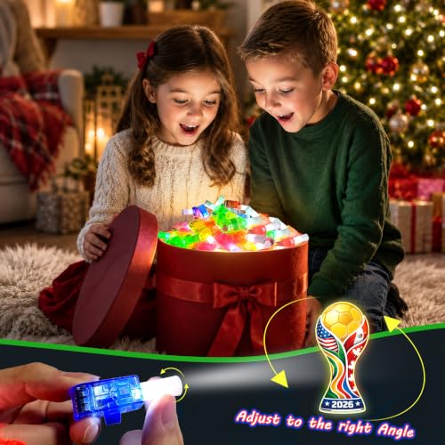 Soccer LED Finger Lights - 24 Pack Soccer Theme Party Favors for Kids 3-12 - Soccer Variation