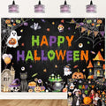 Halloween Photo Backdrop 7x5FT Spooky Pumpkins Ghosts Haunted House Banner - Vinyl Halloween Decoration