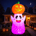 Red Halloween Inflatable Ghost Pumpkin with Colorful Flashing Lights - 5FT Yard Decor