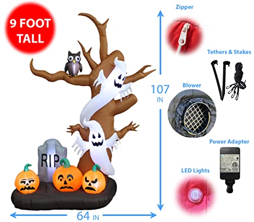 Halloween Inflatable Decorations Bundle with Black Cat and Tree - Indoor & Outdoor