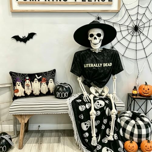 Halloween Ghost Pillow Cover 12x20 Black Jack O'Lantern Decor - Pack of 1