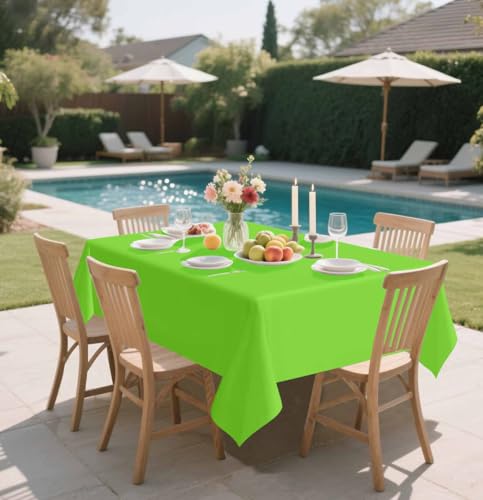 Disposable Lime Green Rectangle Tablecloth 54x108 Inches - 2 Pack, Waterproof Party Cover