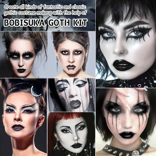 Goth SFX Makeup Kit - Complete Halloween Goth Makeup Set with White Foundation & Dark Eyeshadow - Variation: Goth SFX Makeup Kit