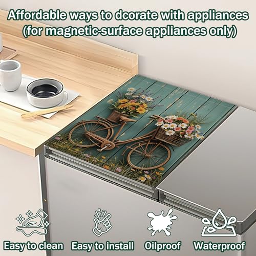Retro Bike Dishwasher Magnet Cover - 23x26 Inch Kitchen Decor, Waterproof Magnet