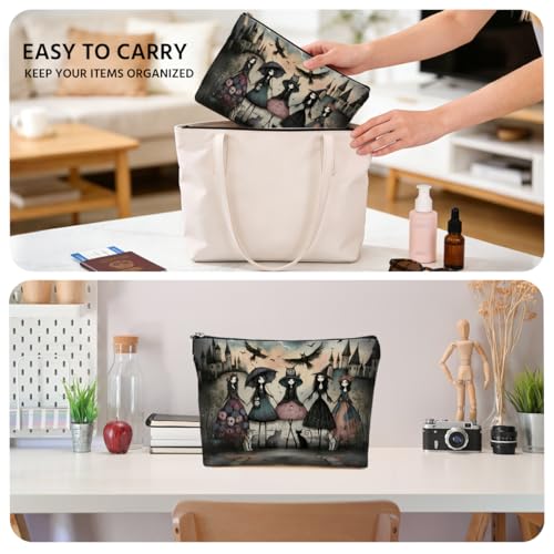 Goth Witch Makeup Bag - Multicolor Owl Cosmetic Travel Organizer