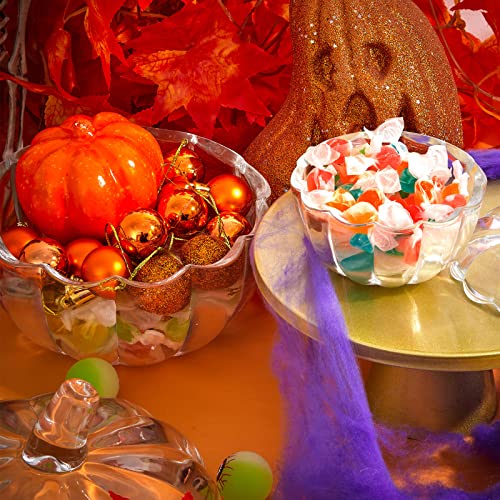 Glass Pumpkin Candy Jar Set - Large & Small with Lids - Clear Halloween Decor