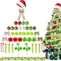Halfchet Christmas Hat Hanging Ornament - 43 Pcs Holiday Tree Decorations with Ribbon Candy Red White and Green - Festive Party Decor