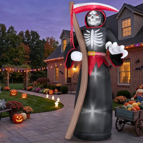 8FT Halloween Inflatable Grim Reaper with LED Lights Outdoor Yard Decor - Black Reaper