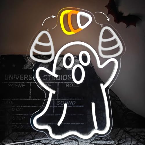 Ghost Corn Juggling Halloween Neon Sign - Animated Dimmable LED Decor - Variation of THIS listing