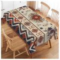 Mexican Floral Rectangular Tablecloth 70x52 Inch Ethnic Geometric Design Washable