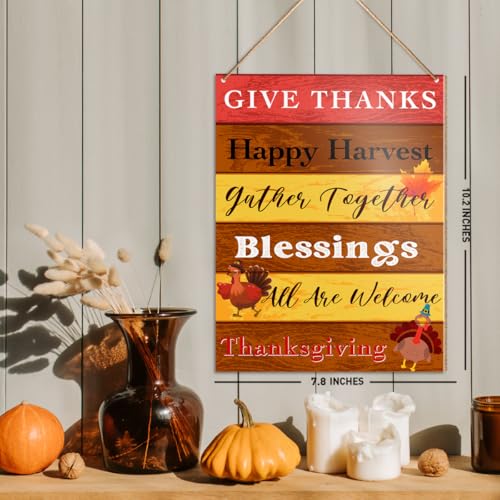 Thanksgiving Hanging Sign - Autumn Fall Rustic Wooden Wall Decor J3