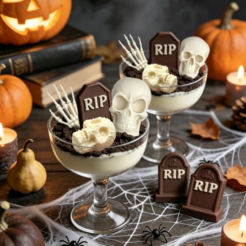 Halloween Skeleton Hand & Skull Cake Mold Set - 6 Pcs Pink Variation