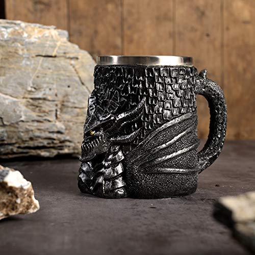 Medieval Dragon Beer Mug - 17oz Stainless Steel Drinkware for Collectors & Themed Parties