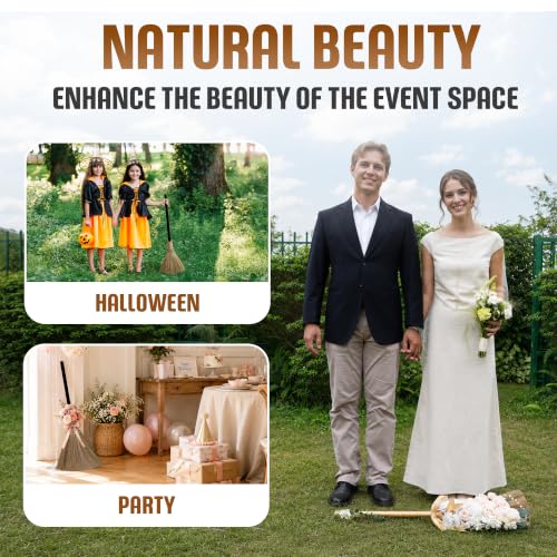 Black Natural Grass Wedding Sweeping Broom - Traditional Vietnamese Straw Decor