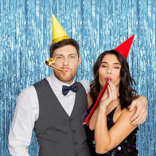 Light Blue Ocean Themed Foil Curtain Party Streamers - 3 Pack