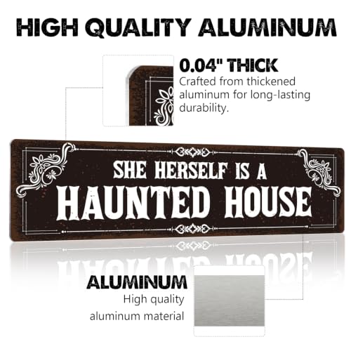 Gothic Halloween Metal Tin Sign - Spooky Witchy Home Wall Decor - House