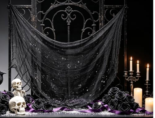 Halloween Creepy Cloth with Bat Wall Stickers - Spooky Party Decor Set