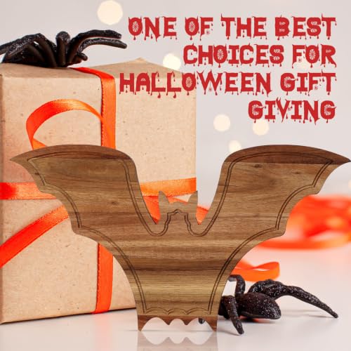 Umigy Bat Halloween Charcuterie Board - Acacia Wood Tray with Handle