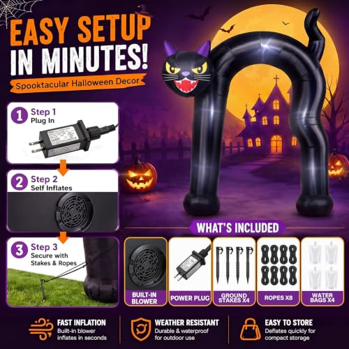 10 ft Tall Halloween Inflatable Black Cat Archway Outdoor Decor - Variation of THIS listing