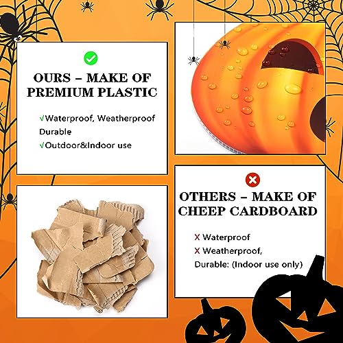 Halloween Hanging Pumpkins Decor Set - Outdoor Jack O Lantern Ornaments, 12 Pieces, Waterproof, 8.5x9 Inches