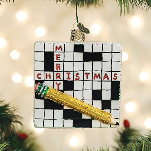 Christmas Glass Ornament Crossword Puzzle Handcrafted Holiday Decor