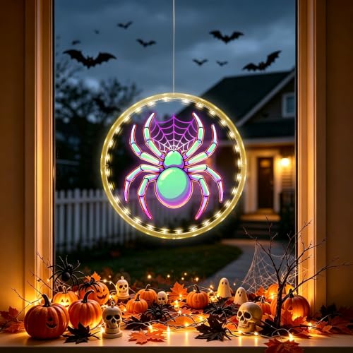 9.42 Inch Rechargeable Halloween Window Lights with Timer - 3 Pack Indoor Decor