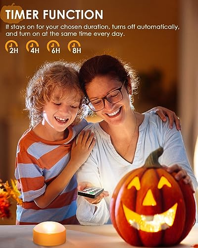 6-Pack Halloween LED Pumpkin Lights with Remote & Timer, Battery Operated Jack-O-Lantern Decor
