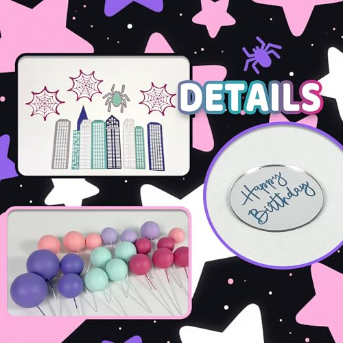 Animal-Themed Cake Topper Set with Spider Web Balls and Stars for Birthday Party