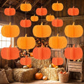 Fall Pumpkin Hanging Decorations Set - 24 Felt Ornaments for Autumn & Thanksgiving