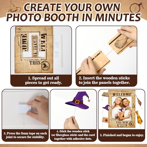 Magical Witch Party Photo Booth Frame & Props Set for Birthday Celebration