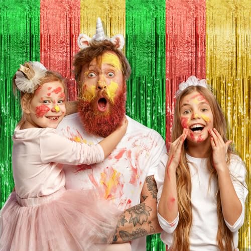 Hawaii Party Backdrop Decorations - Vibrant Summer Streamers, Foil Fringe Curtains, 10 Pcs - Hawaii Color