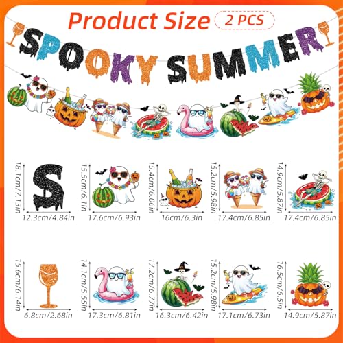 Blue Summer Ween Party Decorations - 2 Pcs Halloween & Summer Banner
