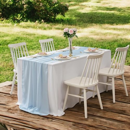 10ft Chiffon Table Runner Set - Dusty Blue 5 Pcs Romantic Wedding Decor