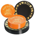 Halloween 2 Plastic Plates Set for 30 Guests - Black Gold Ghost & Orange Pumpkin