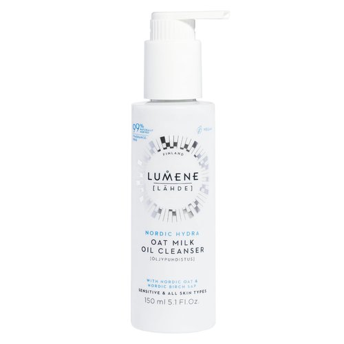 Lumene Nordic Hydra Oat Milk Oil Cleanser - Luxurious Oat Cleansing Milk, Makeup Remover + Gentle Face Wash for Soft, Clean Skin - Fragrance Free Hydrating Nordic Birch Sap Cleansing Oil (5.1oz)