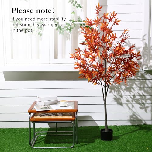 Artificial Maple Tree with Autumn Leaves - 4.92ft Fall Decor, 2 Pack