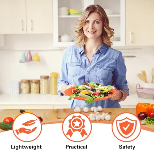 Orange Plastic Plates - 50 Count, 10x12 Inch Oval Disposable Tableware