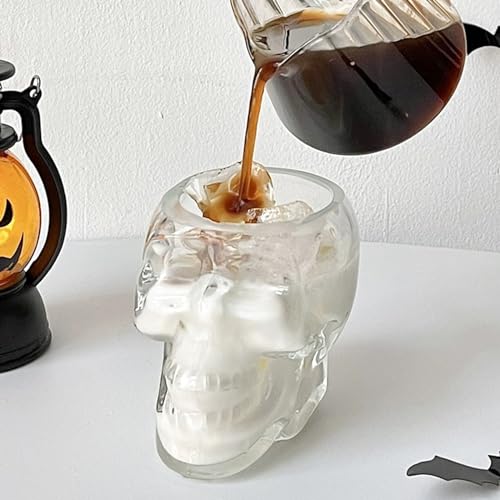 12oz Skull Wine Glass - Clear Novelty Drinkware for Spirits & Halloween Party (Medium, 1pc)