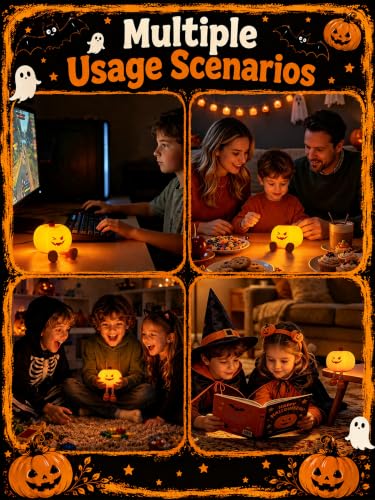 Ammonite Pumpkin Night Light G - Silicone Halloween Nursery Lamp with 3 Dimming Levels
