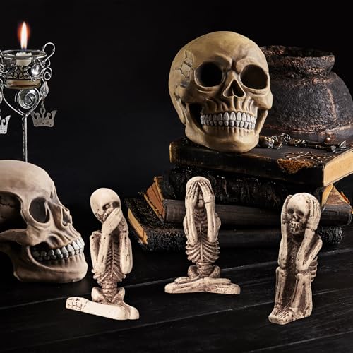 Halloween Skeleton Statue See Hear Speak No Evil Meditation - LemonRoad