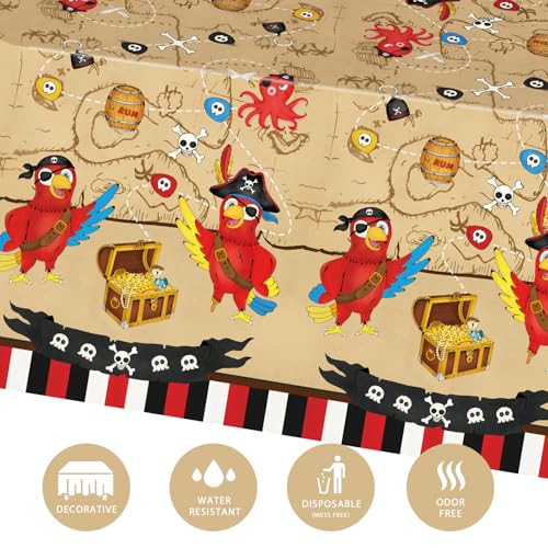 Pirate Party Table Cover & Candy Box Set - 2 Tablecloths & 12 Gift Boxes