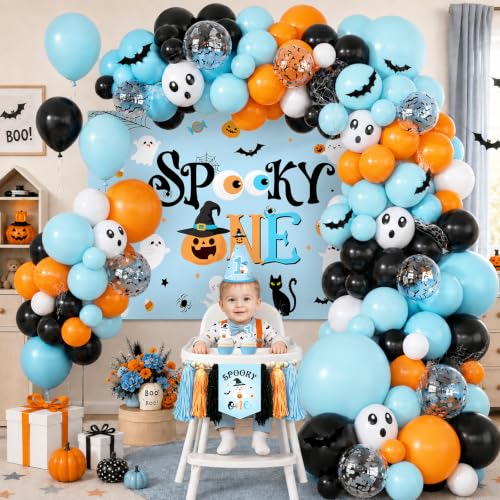 Spooky One Birthday Decorations Boy - Blue Halloween 1st Party Kit - Variation of THIS listing