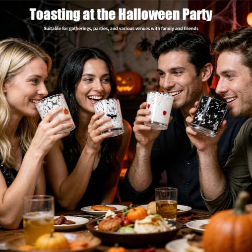 Halloween Glass Cup Set 4 Pcs 16oz Ghost Bat Pumpkin Heart Shaped Drinking Glasses