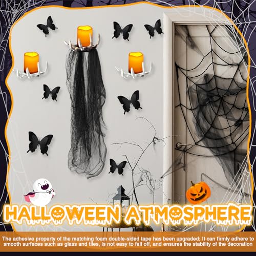 Halloween Gothic Witch's Hand Wall Decorations Set with LED Candles & Spiders