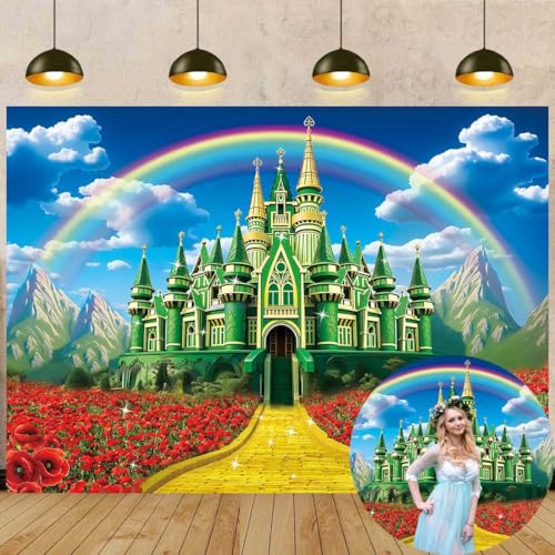 8x6FT Rainbow Castle Backdrop for Photography Princess Birthday Party Decorations