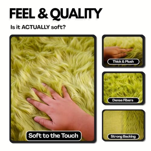FabricLA Faux Fur Fabric by the Yard - Red Plush Craft & Sewing Material - 72" x 60" - 2 Yards Pre-Cut