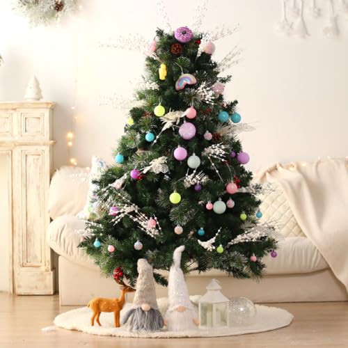 Christmas Tree Ornaments Set 40 Pink & Yellow Candy Donut Style Holiday Decorations — Variation of 40Macaron