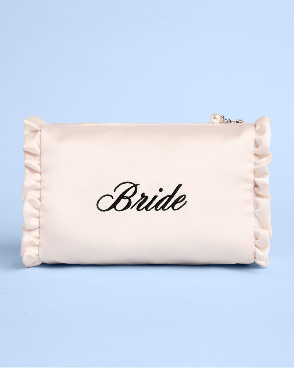 xo, Fetti Satin Bride Cosmetic Bag | Bachelorette Party Decorations, Bride To Be Purse, Bridal Shower Accessory, GRWM Makeup Bag