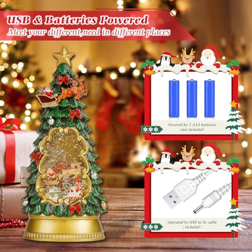 Christmas Snow Globe Lantern with Reindeer Vehicle - Musical & Timer Decor